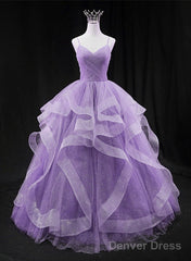 Cute Light Purple Tulle Long Layers Straps Party Dress, Sweet 16 Formal Gown
