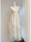 Cute Off-White Ruffled Chiffon Long Prom Dresses Evening Dresses Bridesmaid Dresses