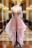 Cute Pink High Low Tulle with Lace Prom Dresses High Low Homecoming Dresses prom Dresses shops