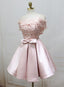 Cute Pink Satin Short Prom Dress , Lovely Prom Dresses