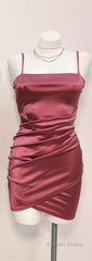 Cute Pleated Red Short Homecoming Dresses Bodycon