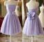 Cute Purple Strapless Pleat Short Homecoming Dress Wedding Prom Dresses