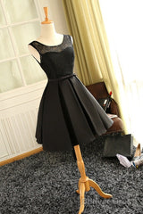 Cute Red Satin Round Neckline Party Dresses, Satin Homecoming Dresses, Short Prom Dress