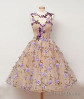 Cute Round Champagne Short Prom Dress, Champagne Homecoming Dress