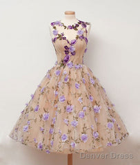 Cute Round Champagne Short Prom Dress, Champagne Homecoming Dress