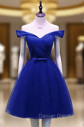 Cute Royal Blue Tulle Simple Party Dresses , Lovely Formal Dresses, Blue Homecoming Dresses