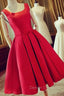 Cute Satin Bow Back Prom Dress, Red Short Homecoming Dresses
