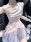Cute Satin Off-Shoulder Bow Birthday Dresses Homecoming Dresses