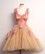 Cute Scoop Appliques Ball Gowns Short Homecoming Dresses With Flowers