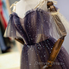 Cute Short Gradient Tulle Straps Homecoming Dresses, Short Prom Dressess