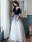 Cute Simple V-Neckline Long Prom Dress, A-Line Gradient Floor Length Bridesmaid Dresses