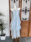 Cute Sky Blue Halter Neck Ruched Ruffled Chiffon Long Prom Dresses Evening Dresses