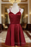 Cute Straps Dark Red Mini Prom Dress, Dark Red Short Homecoming Dresses