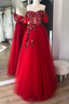 Off The Shoulder Tulle Applique Long Prom Dress Fairy Prom Dresses