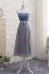 Cute Sweetheart Neck Tulle Prom Dresses, Tulle Bridesmaid Dresses