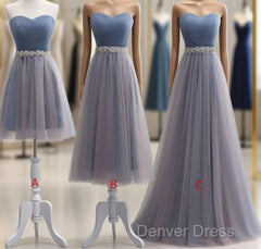 Cute Sweetheart Neck Tulle Prom Dresses, Tulle Bridesmaid Dresses