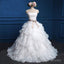 Cute Sweetheart Strapless Lace Up Back Chiffon Ruffles Satin Sash Ball Gowns Wedding Dresses,