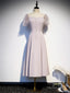 Cute Tea Length Off Shoulder Wedding Prom Dress, Short Sleeves Prom Dresses