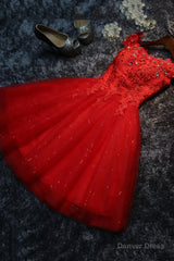 Cute Tulle Short A-Line Prom Dress, Off the Shoulder Homecoming Party Dress