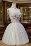 Cute Tulle Short Prom Dress with Lace, A Line Homecoming Prom Dresses
