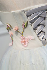 Cute Tulle Short Prom Dresses with Lace, A-Line Homecoming Party Dresses