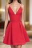 Cute V Neck Red Short Prom Dress, Red Homecoming Dresses