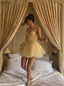 Cute Waist Yellow Suspender Tulle A-Line 17Th Birthday Homecoming Dresses