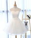 Cute White Lace Short Prom Dress, White Homecoming Dresses