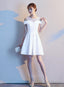 Cute White Off The Shoulder Knee Length Prom Dress, Wedding Prom Dresses