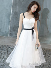 Cute White Short Homecoming Dress Party Dress, Tulle With Lace Graduation Dresses