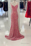 Glitter Pink Velvet Sweetheart Mermaid Long Prom Dresses