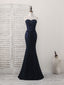 Dark Blue Sweetheart Mermaid Long Prom Dress, Dark Blue Evening Dress