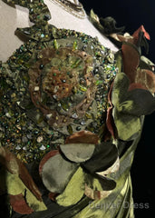 Dark Green Retro Mermaid Irregular Neckline Satin Beaded Long Prom Dress Birthday Graduation Prom Dress