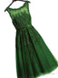 Dark Green Round Neckline Tea Length Lace Prom Dress, Wedding Prom Dresses