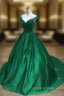 Dark Green Satin Ball Gowns Long Prom Dress Prom Dress, Green Prom Dresses