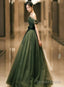 Dark Green Sweetheart Off Shoulder Long Prom Gowns, Green Sweet 16 Dresses