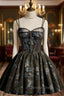 Dark Grey Sequins Lace Up Short Tulle Homecoming Dress, Grey Prom Dresses