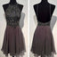 Dark grey sparkly special vintage open back sexy popular homecoming prom dress
