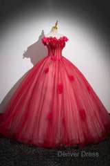 Dark Red Beading Prom Dresses With Corset, Off The Shoulder Short Sleeve Floor-Length Party Dresses