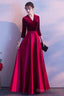 Dark Red Satin And Velvet Simple Long Wedding Party Dress, Dark Red Evening Dresses Prom Dresses