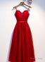 Dark Red Tulle Sweetheart Straps Wedding Prom Dress, Red Homecoming Dress Prom Dresses