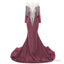 Deep V Neck Shiny Dark Rose Prom Dress Long sleeves Mermaid Prom Dresses