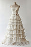 Diamond White A Line Spaghetti Strap Lace Tulle Long Prom Dress Simple Wedding Dresses