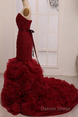 Dignified Trumpet/Mermaid Strapless Sweetheart Tiered Long Prom Dresses