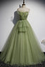 Green Tulle Long Sweet 16 Prom Dress, Prom Gowns