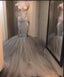 2026 Silver Long Sleeve Mermaid Trumpet Lace And Tulle Prom Dresses