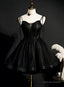 Black Straps Tulle Short Homecoming Dress, Prom Dress, Little Black Prom Dresses
