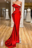 Strapless Red Mermaid Prom Dresses With Beads