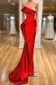Strapless Red Mermaid Prom Dresses With Beads