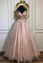 Pink Lace Long Prom Dress, A Line Prom Dresses